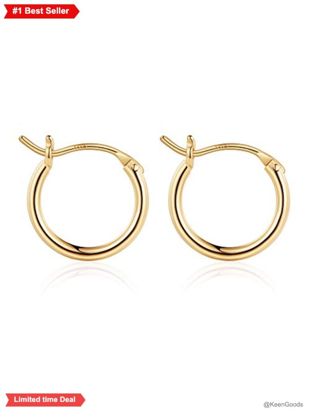 14k Gold Plated Small Hoop Earrings Hypoallergenic Minimalist